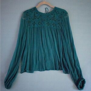 Teal Free People Blouse